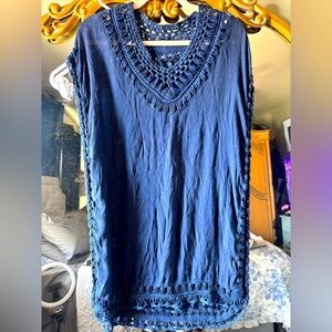 Navy Blue Crochet Trim swim cover